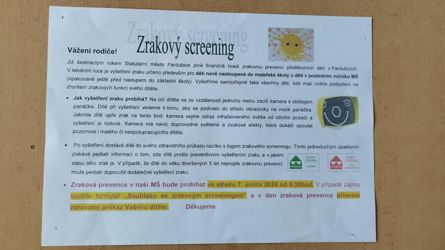 Zrakový screening v MŠ